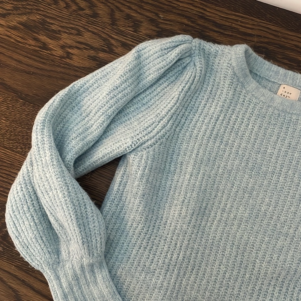 A New Day Blue Puff Sleeve Sweater - Picture 3 of 4